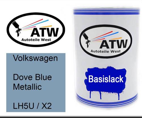 Volkswagen, Dove Blue Metallic, LH5U / X2: 500ml Lackdose, von ATW Autoteile West.